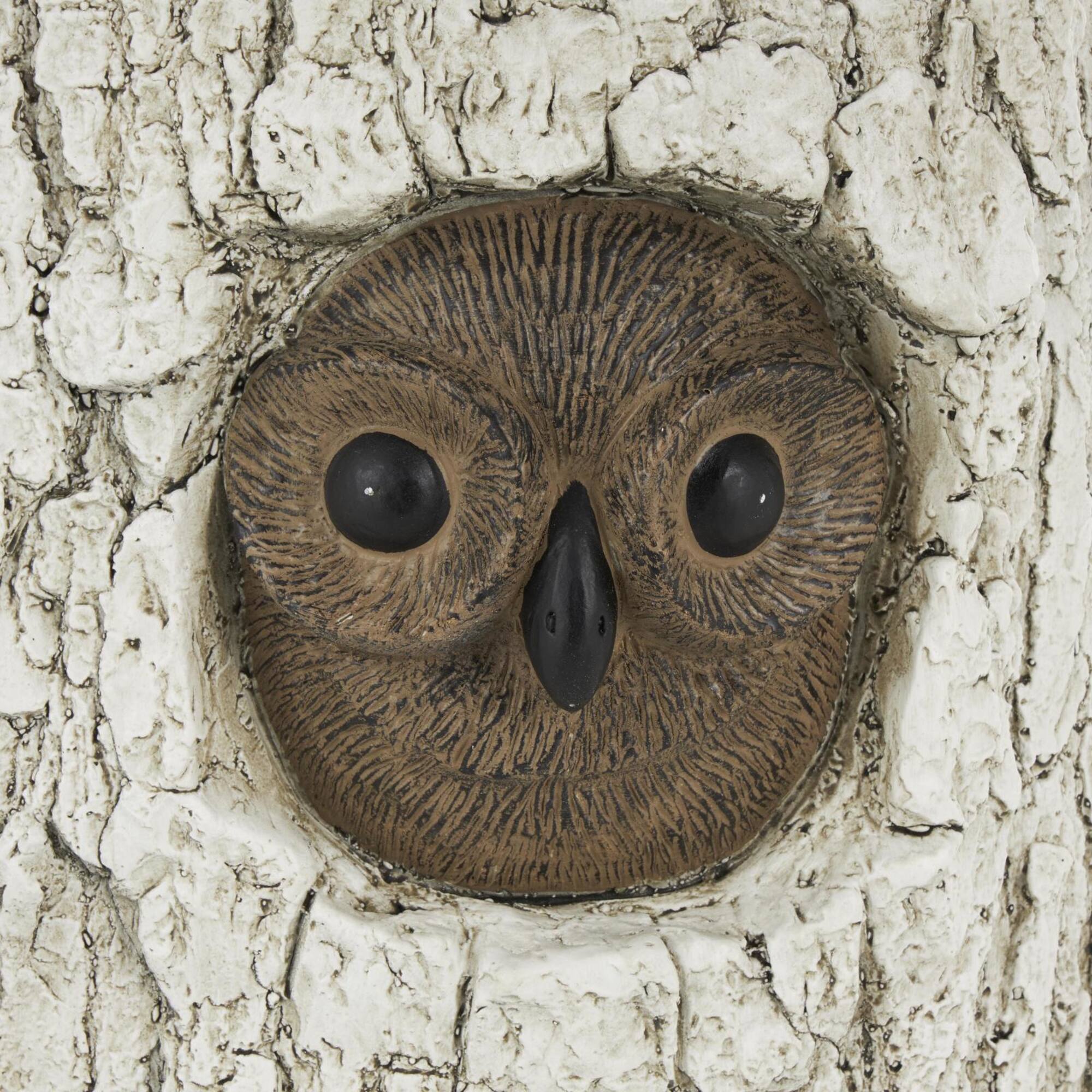 17" White & Brown MGO Owl Tree Trunk Garden Stool